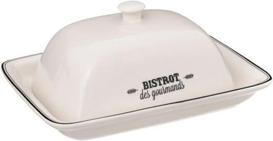 Butter Dish with Lid Kitchen Container Ceramic Butter Dish White Black