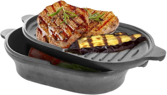 Cast Iron Casserole Roasting Dish with Lid Cast Iron 28 cm Grill Pan