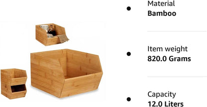 Stackable Wood Vegetable Storage Container for Vegetables Fruits Onions Potatoes Spices Kitchen Bathroom