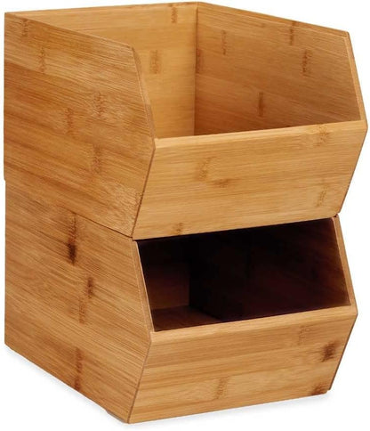 Stackable Wood Vegetable Storage Container for Vegetables Fruits Onions Potatoes Spices Kitchen Bathroom