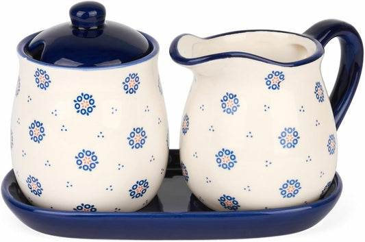 Creamer and Sugar Sets Milk Jug Sugar Bowl Set Vintage Style Countryside White Blue Tea Coffe Ceramic Sugar Bowl and Milk Jug Cream 300 ml