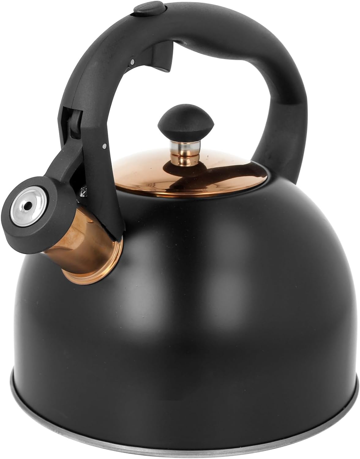 Tea Kettle 2.5 L Induction Water Kettle Gas Stove Kettle Camping Gas Stainless Steel Whistling Kettle Black and Gold