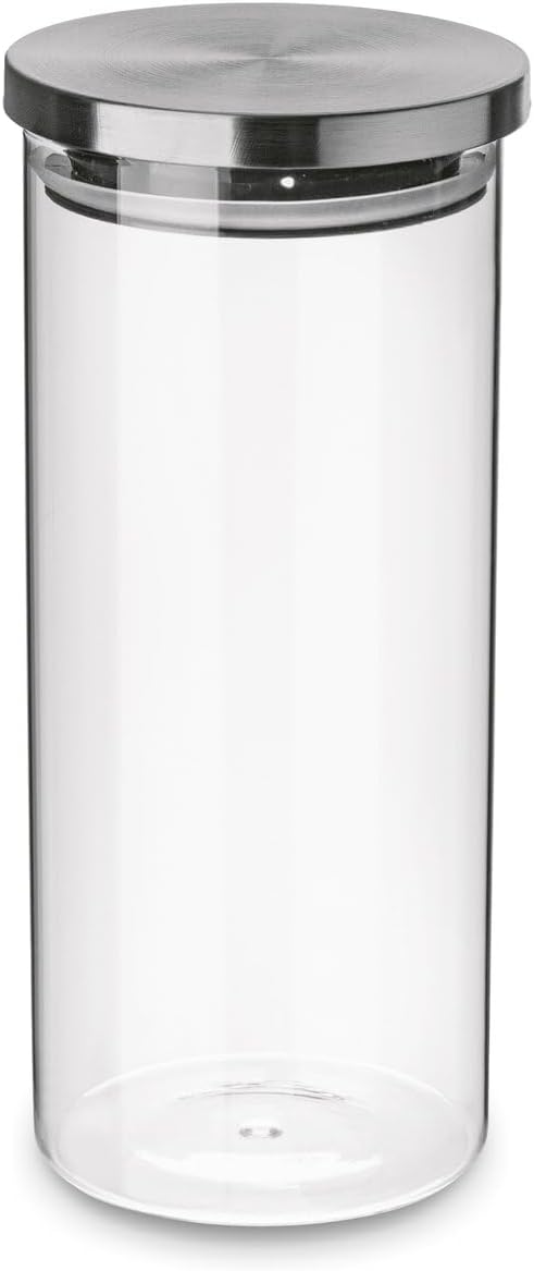 Glass Jars with Lids 1.3 litre Airthight Storage Jars Stainless Steel Lids Pasta Jars