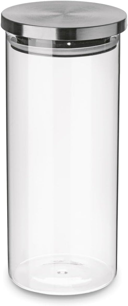 Glass Jars with Lids 1.3 litre Airthight Storage Jars Stainless Steel Lids Pasta Jars