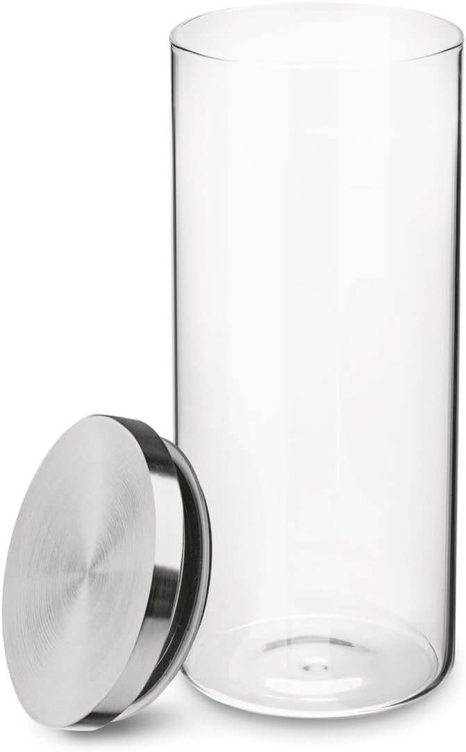 Glass Jars with Lids 1.3 litre Airthight Storage Jars Stainless Steel Lids Pasta Jars