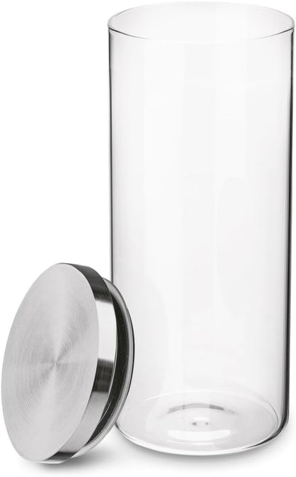 Glass Jars with Lids 1.3 litre Airthight Storage Jars Stainless Steel Lids Pasta Jars