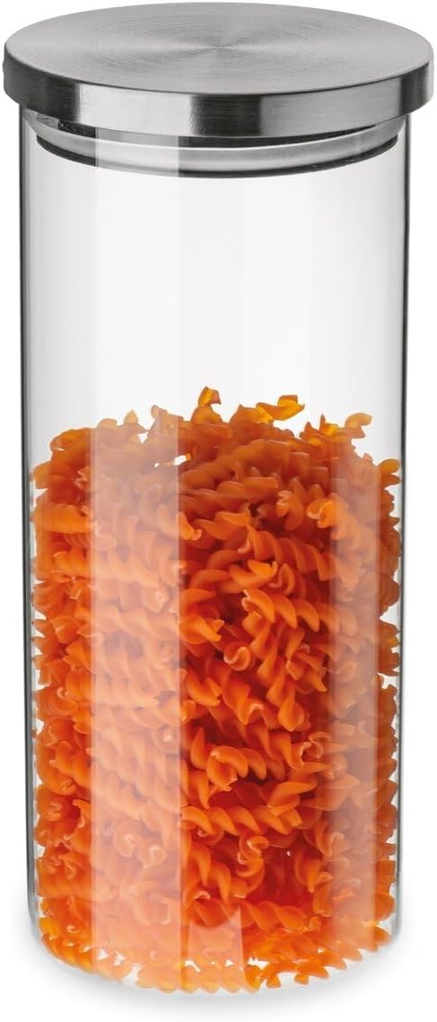 Glass Jars with Lids 1.3 litre Airthight Storage Jars Stainless Steel Lids Pasta Jars