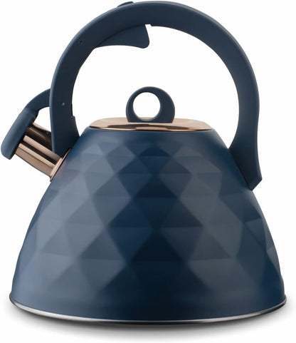 KonigHOFFER Whistling Kettle Induction Whistle Dark Blue Copper Stove Top Camp Aga Gas Electric 3 L Grava