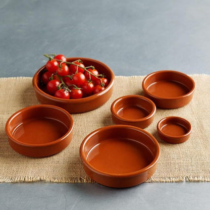 Ramekins Set of 6 Oven Safe Oven To Table Serving Dishes Dish Deep Plate Terracotta Dishes tapas Creme Brulee Fish Pie Clay Baking 18 cm Brown