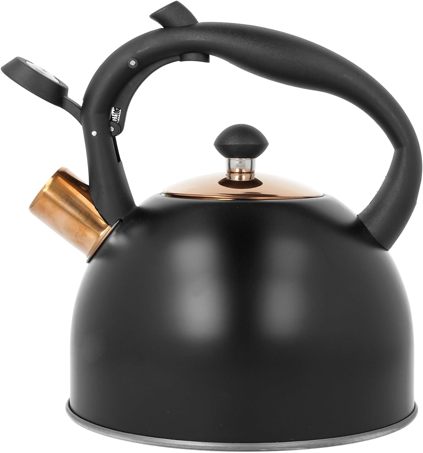 Tea Kettle 2.5 L Induction Water Kettle Gas Stove Kettle Camping Gas Stainless Steel Whistling Kettle Black and Gold