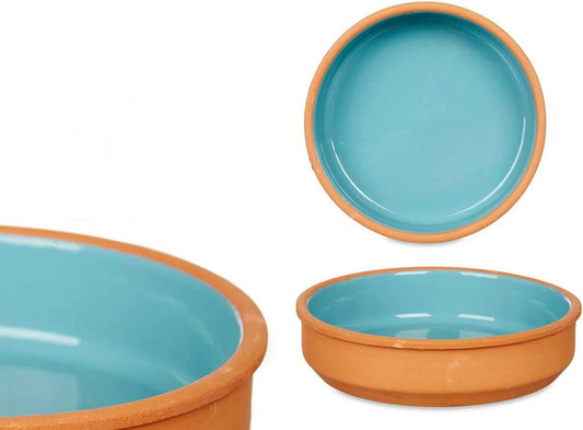 Ramekins Set of 4 Tapas Blue Dishes Creme Brulee Fish Pie Terracotta Clay Baking 16 cm Soufflé Dishes