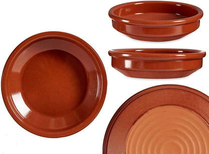 Ramekins Set of 6 Oven Safe Oven To Table Serving Dishes Dish Deep Plate Terracotta Dishes tapas Creme Brulee Fish Pie Clay Baking 18 cm Brown