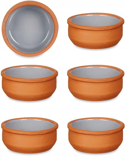 Sauce Bowls Mini Ramekins Set of 6 Oven To Table Serving Dishes Terracotta Dishes Tapas Creme Brulee Clay Baking for Kitchen Home Restaurant 8 cm