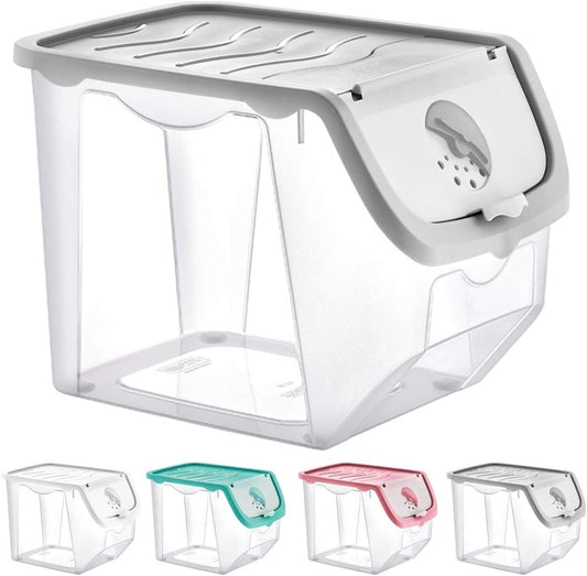 Vegetable Storage Container, Storage Potatoes, Fruit, Onions, Potatoes, Potato Pot, Onion Pot, Kitchen Organiser, Storage Boxes, 12 L (Grey-Transparent)