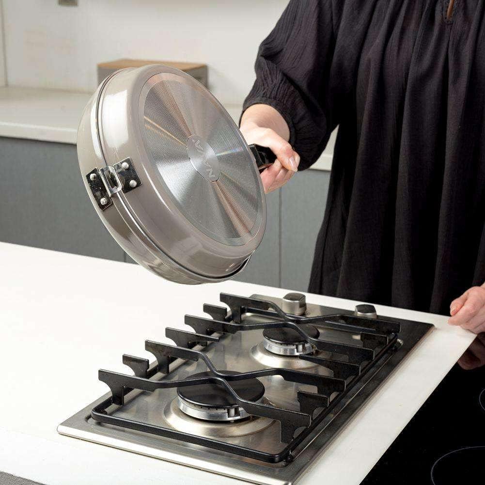 Duboko Cookware Non Stick Double-Sided Frying Pan for Omelette, Pancake, and Egg Frittata, Folding Flip Pans, PFOA Free, 26cm Size