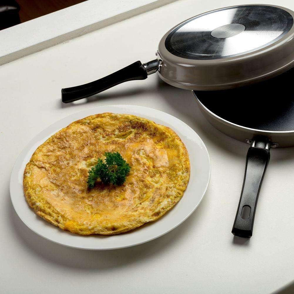 Duboko Cookware Non Stick Double-Sided Frying Pan for Omelette, Pancake, and Egg Frittata, Folding Flip Pans, PFOA Free, 26cm Size