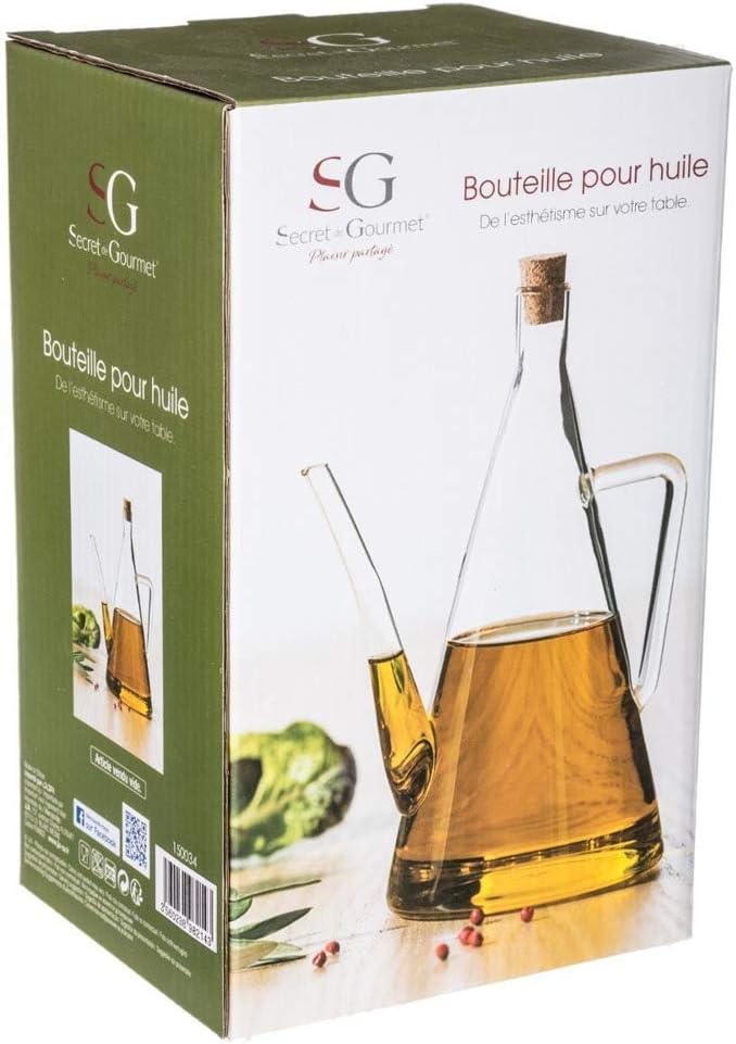 SECRET DE GOURMET Oil jug, kitchen cooking tool, Oil Pot made of glass - 500 ml, height: 22 cm