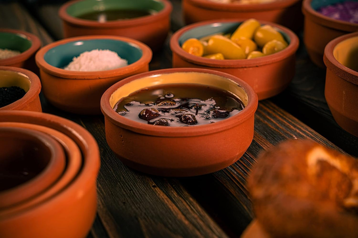 Ramekins Set of 6 Tapas Yellow Dishes Creme Brulee Fish Pie Terracotta Clay Baking 8cm Soufflé Dishes 8cm Snakcs Dip Bowls Terracotta Bowls for Food